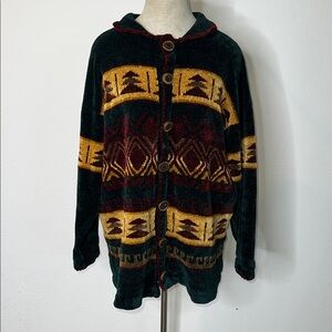 Milligan Brand Vintage Southwest Chenille JewellTone Cardigan Made in New Mexico